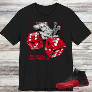 Jordan 12 Flu Game Sneaker Match Shirts, Varsity Red Black, Flu Game 12s Matching T-shirt, Jordan Flu Games