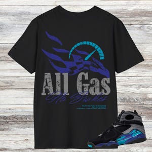 8 Aqua Sneaker Match Shirt, Black Bright Concord Aqua Tone, T-Shirt for Jordan 8 Aqua
