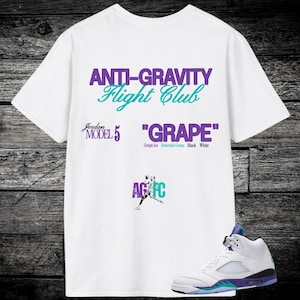 Jordan 5 Grape Sneaker Match-T-shirt, Grape Ice Smaragdgroen Zwart Wit, Unisex Grape 5s-shirt voor Jordan 5 schoenen