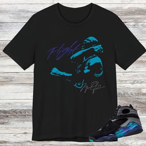 Jordan 8 Aqua Sneaker Match Shirt, Black Bright Concord Aqua Tone, T-shirt to Match Aqua 8&#39;s