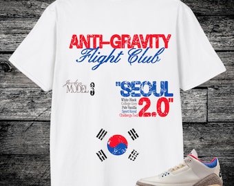Jordan 3 Seoul 2.0 Sneaker Match Shirts, Sport Royal Challenge Red Pale Vanilla College Grey Tshirts to Match Seoul 2.0, Adult Unisex