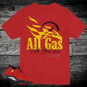 Jordan 14 Ferrari Sneaker Match T-shirt, Challenge Red Vibrant Yellow Black Anthracite, Ferrari 14s Sneakers Shirt