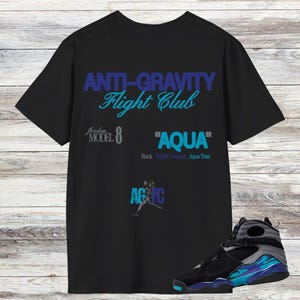 8 Aqua Sneaker Match Shirt, Black Bright Concord Aqua Tone, T-Shirt for Jordan 8 Aqua