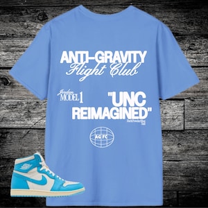 Jordan 1 UNC Reimagined Sneaker Match Shirts, Dark Powder Blue Sail, Unisex Shirt for UNC 1 Jordans, Carolina Blue Jordan 1s