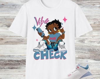 Camiseta Jordan 3 Cobalt Bliss para combinar con zapatillas, para adultos y jóvenes, color blanco y rosa brillante.