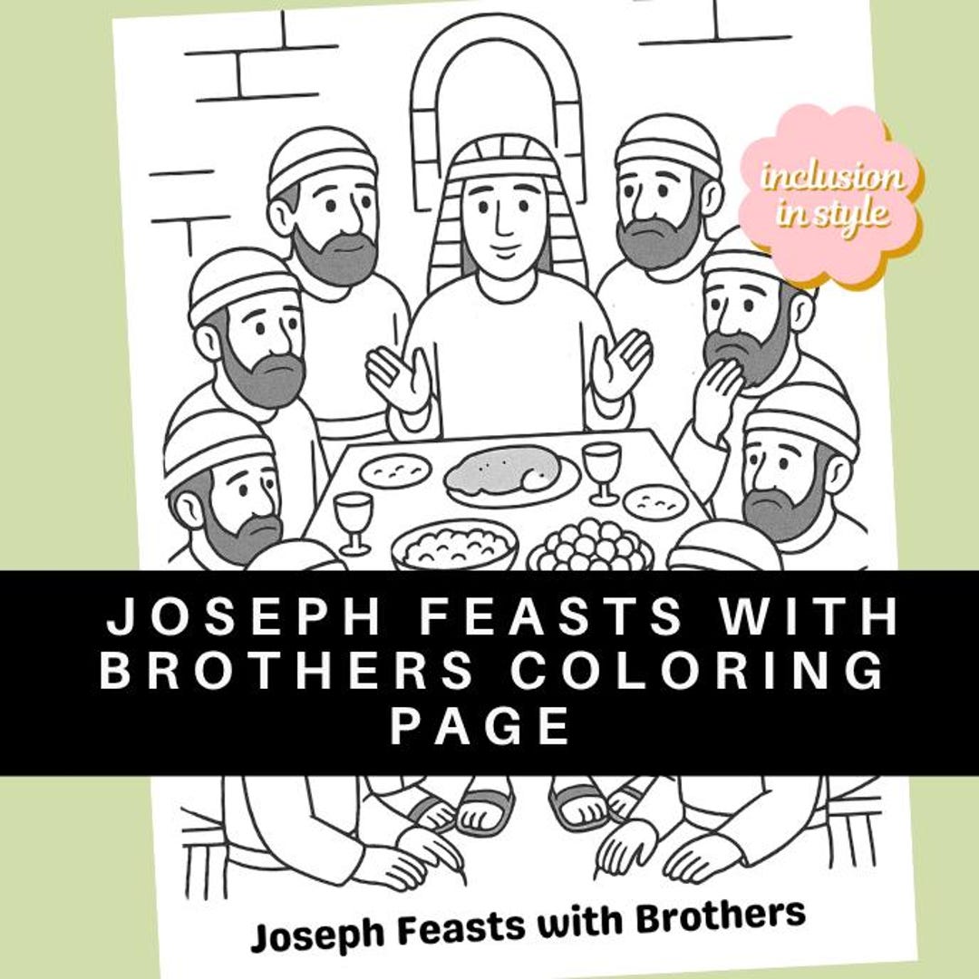 Joseph Feasts With His Brothers Coloring Page | Genesis Bible Story ...