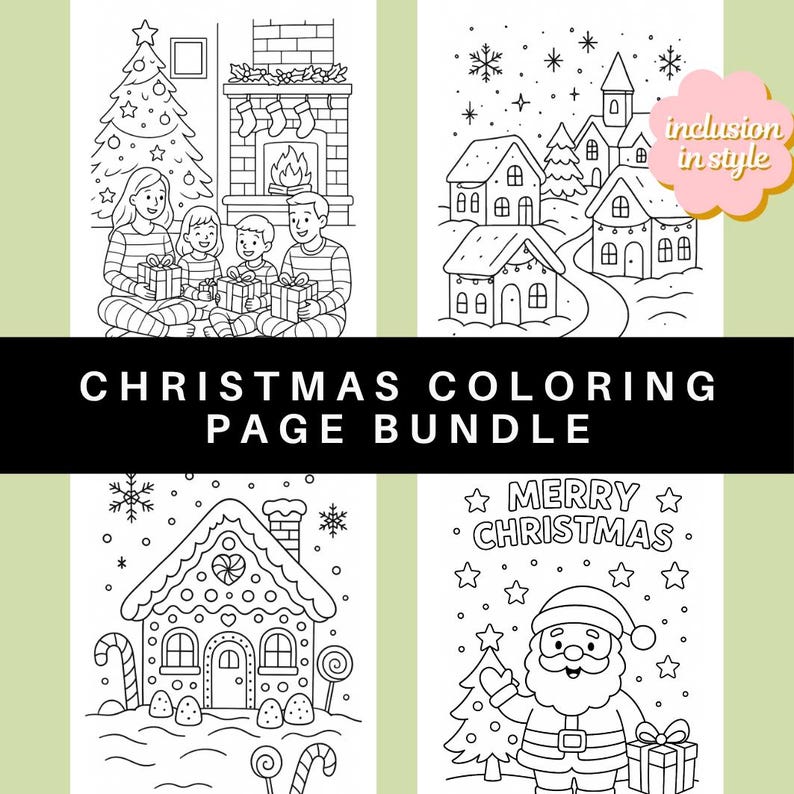 Cozy Christmas Coloring Page Bundle | 4 Festive Holiday Printables for ...