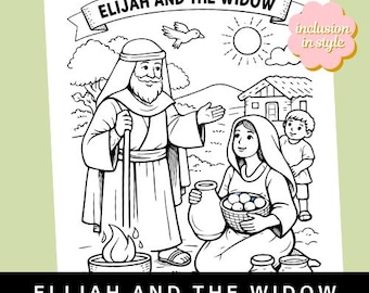 Kolorowanka Eliasz i wdowa | 1 Królów 17 – historia biblijna
