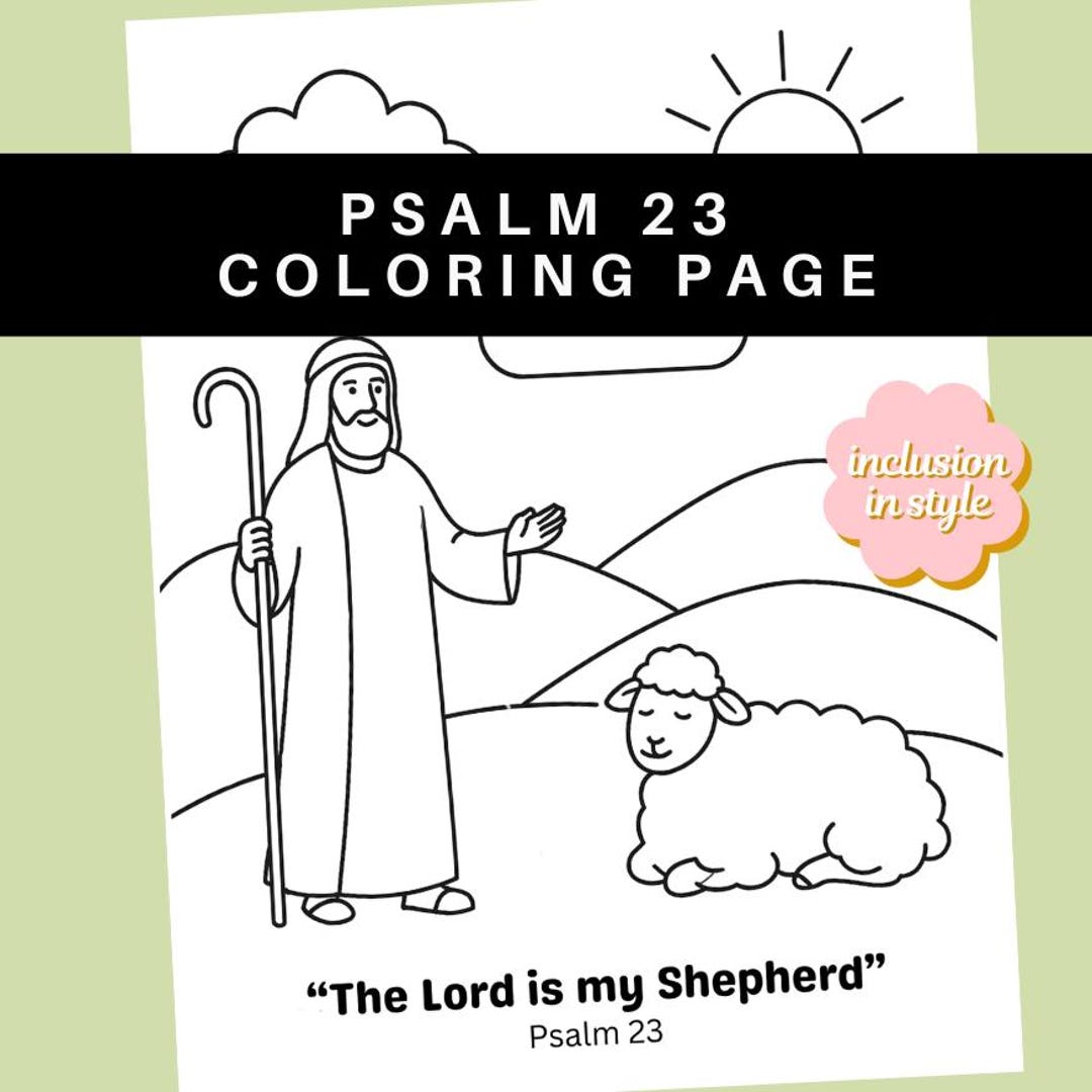 Psalm 23 Coloring Page | the Lord is My Shepherd Bible Verse Printable ...