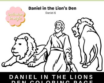 Dibujo para colorear de Daniel en el foso de los leones / Actividad bíblica para niños