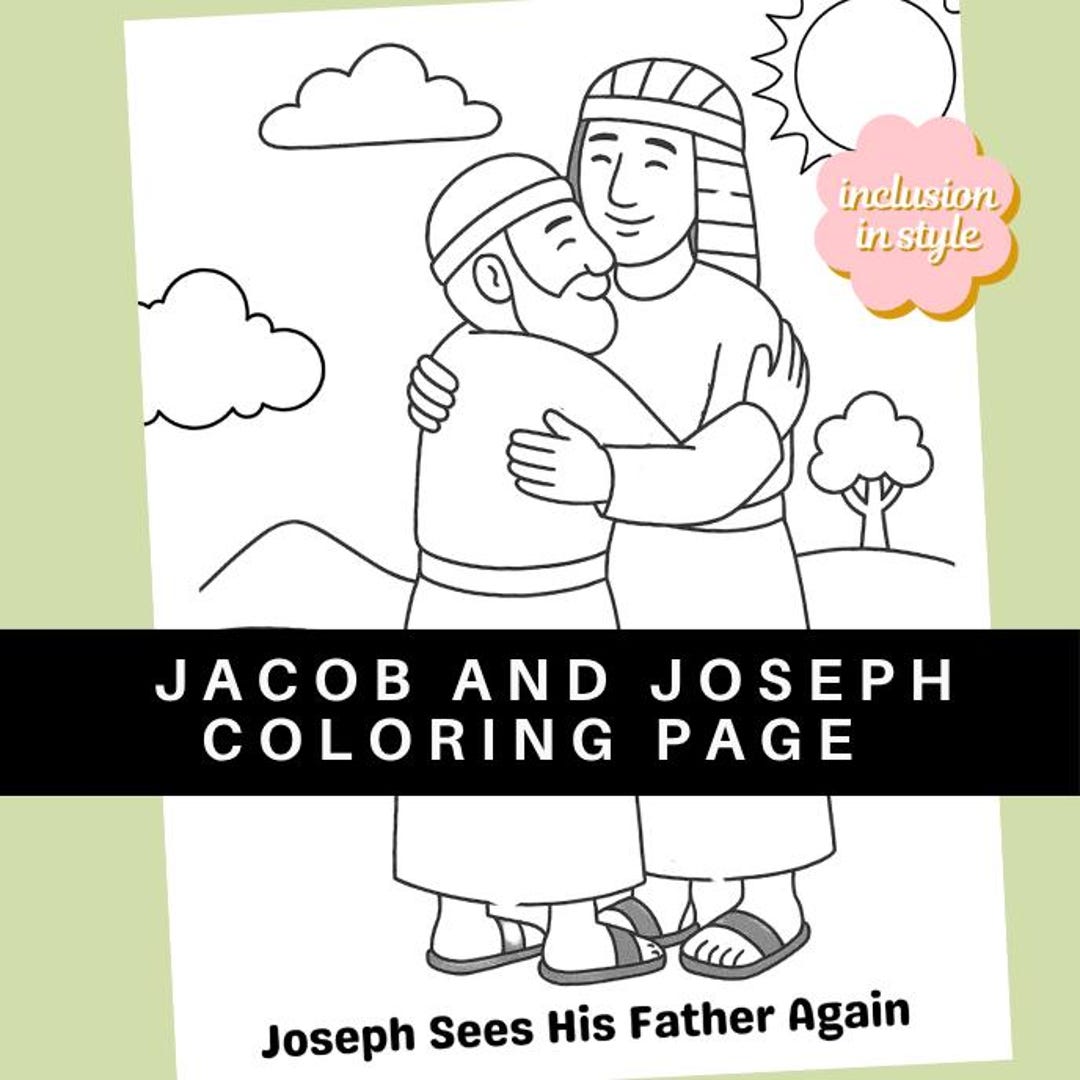 Joseph and His Father Jacob Reunited | Genesis Bible Coloring Sheet - Etsy