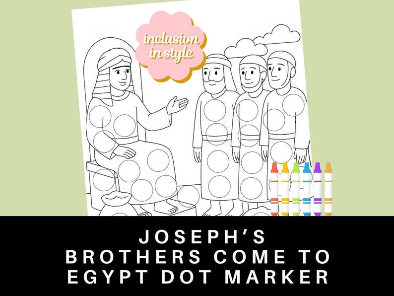 Joseph Sees His Brothers in Egypt Dot Marker Coloring Page | Bible ...