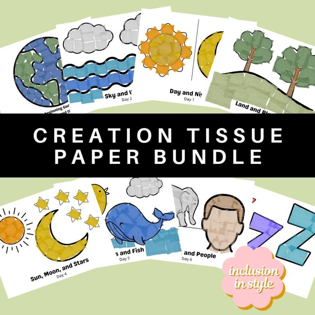 Creation Tissue Paper Craft Bundle | Genesis 8 Page Bible Activity for ...