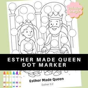 Esther Made Queen Dot Marker Craft Coloring Page | Bible Story Activity