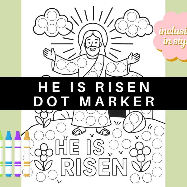 Manualidad de la iglesia con marcadores de puntos bíblicos para la escuela dominical de Pascua con Jesús vivo