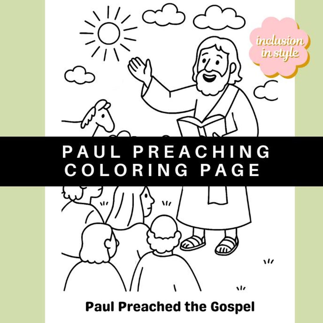 Paul Preaches the Gospel Coloring Page | Apostle Paul Bible Story ...