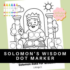 Solomon Asks for Wisdom Dot Marker Coloring Page | Bible Story Printable