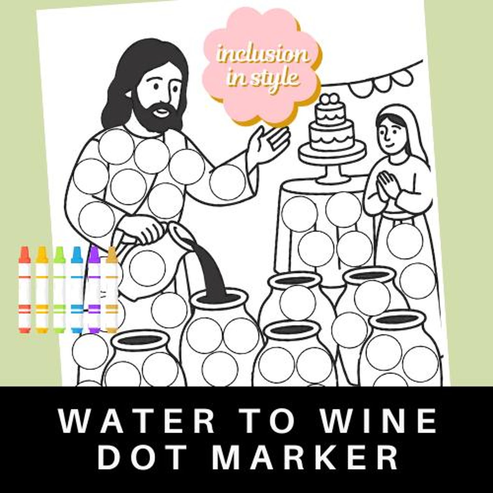Jesus Turns Water Into Wine Dot Marker Bible Coloring Page | John 2:1 ...