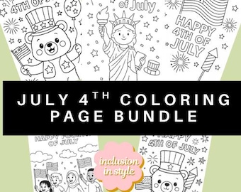 Fourth of July Coloring Pages Bundle – Patriotic Activities for Kids | Printable 5-Pack