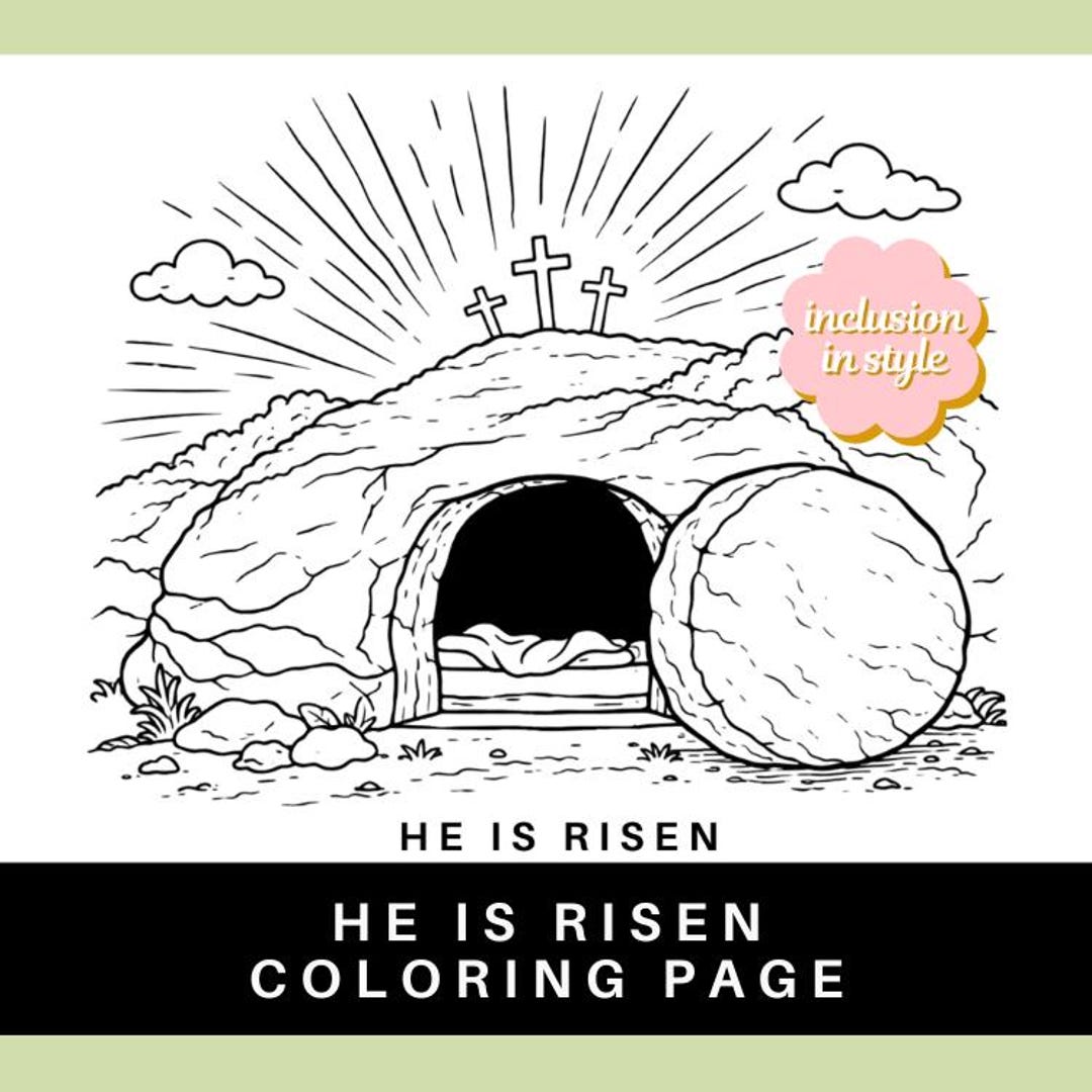 Empty Tomb Coloring Page | He is Risen | Christian Easter Activity - Etsy