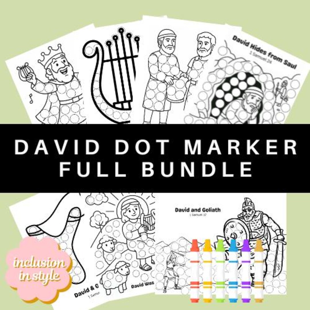 David Dot Marker 7 Page Bundle | Bible Story Church Activity Crafts - Etsy