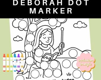 Deborah the Judge Dot Marker Coloring Page | Bible Activity for Kids