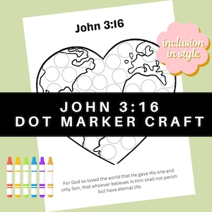 John 3:16 Bible Dot Marker Sunday School Church Craft