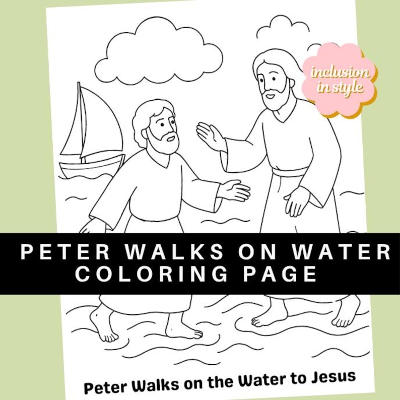 Peter Walks on Water Coloring Page | Jesus’ Miracle Bible Activity - Etsy