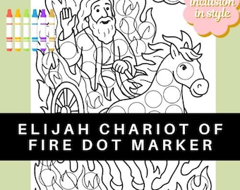 Elia und der Wagen des Feuers - Dot Marker Malseite | Biblische Geschichte