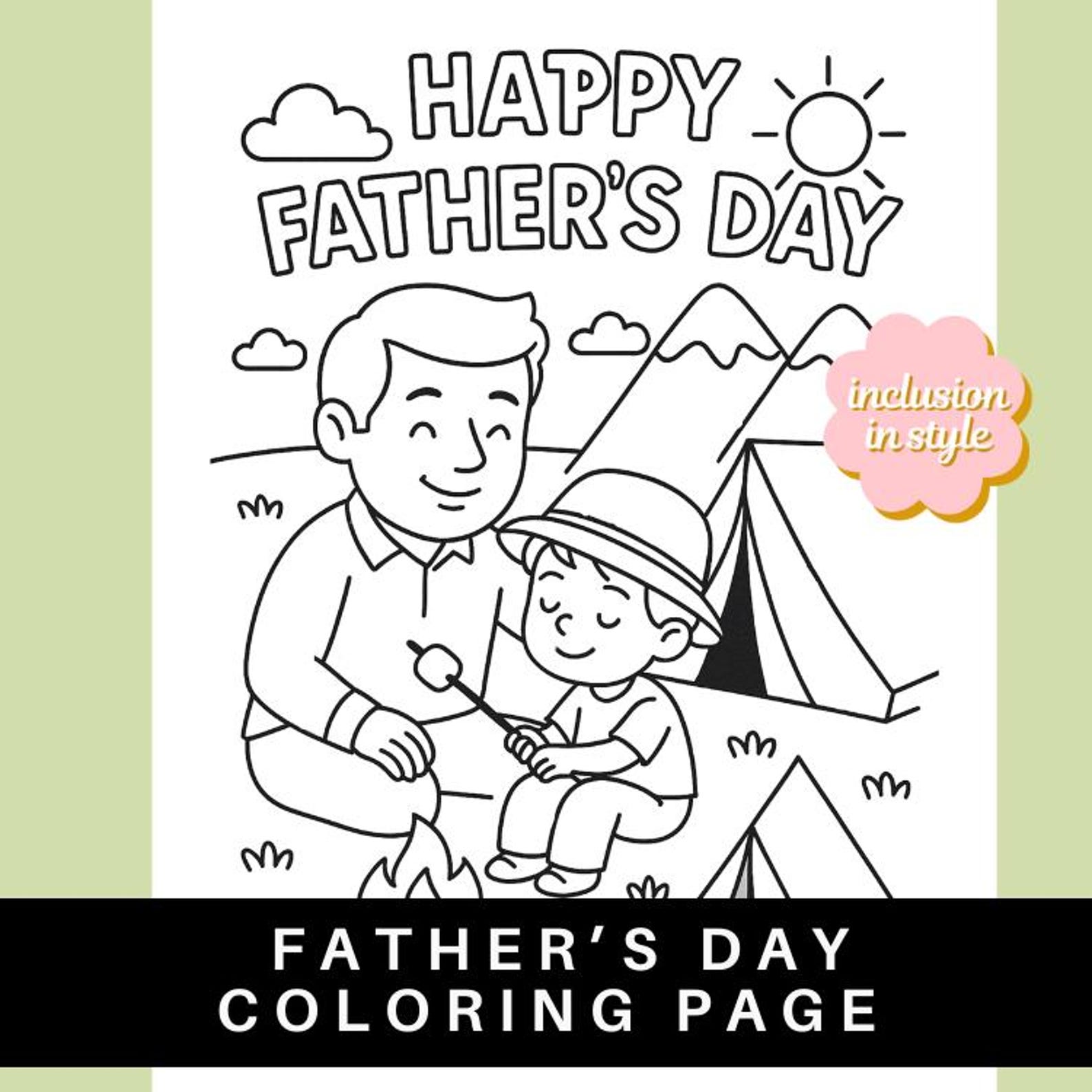 Father's Day Coloring Page | Dad & Son Camping - Etsy Canada