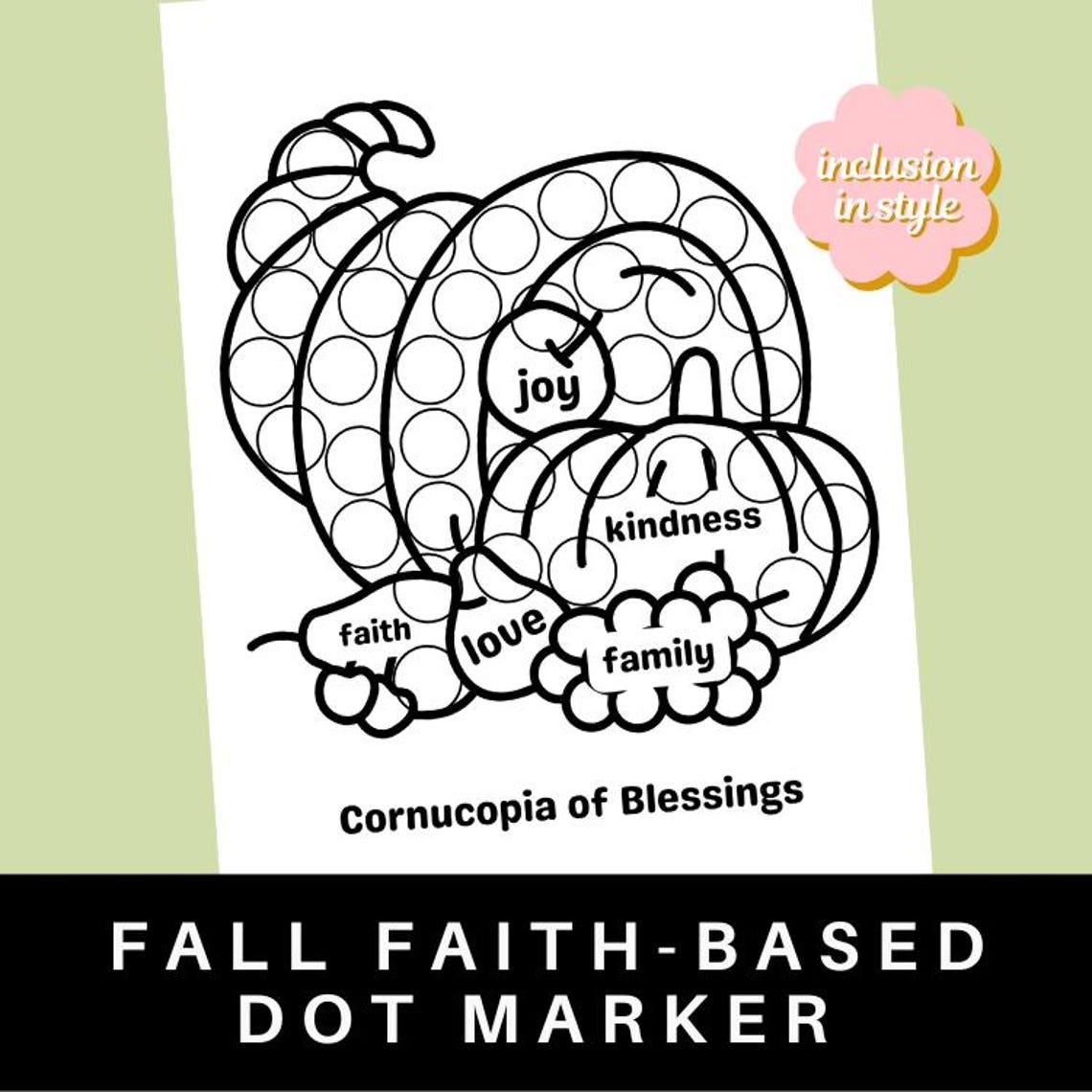 Cornucopia of Blessings Coloring Page | Fall Thanksgiving Christian ...