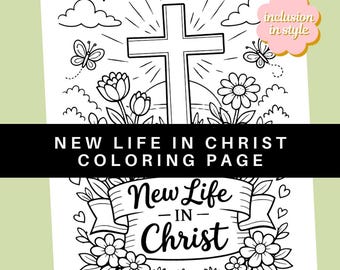 New Life in Christ Cross Flowers Coloring Page | Christian Easter Spring Craft