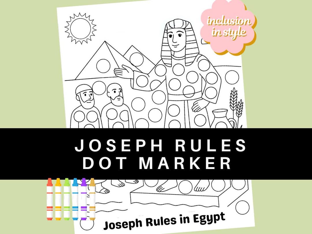 Joseph Ruling in Egypt Dot Marker Coloring Page | Bible Story Activity ...