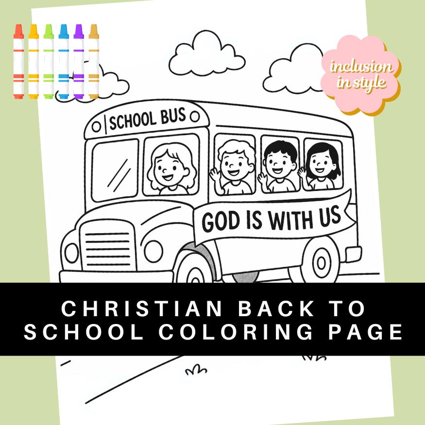 God is With Us School Bus | Back to School Coloring Page - Etsy