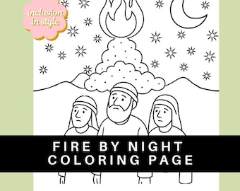 Colonna di fuoco di notte / Pagina da colorare della Bibbia sull'Esodo / Dio guida il suo popolo