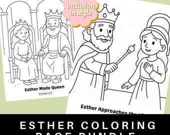 Esther Coloring Page Bible Bundle | Esther Approaches King & Crowned Queen
