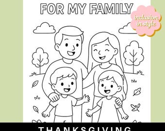 Ich bin dankbar für meine Familie Malseite | Thanksgiving Dankbarkeit Aktivität