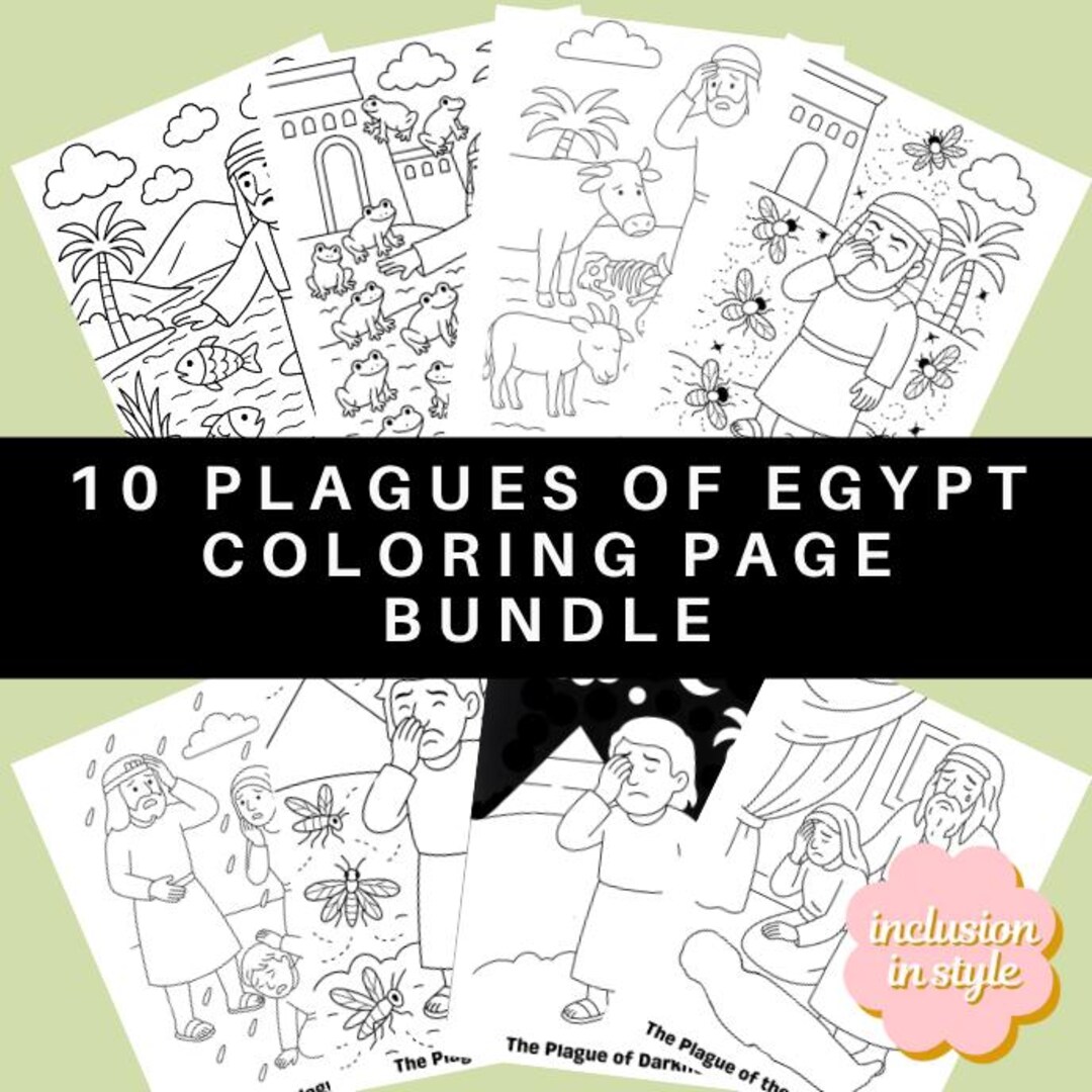 Ten Plagues of Egypt Coloring Pages Full Bundle | Exodus Bible Activity ...