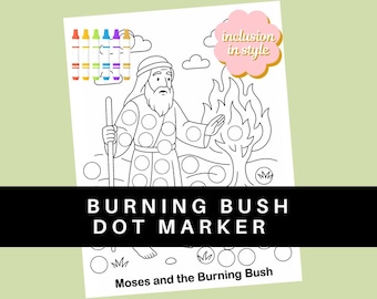 Moses und der Brennende Busch Dot Marker Malvorlage | Bibelaktivität für Kinder