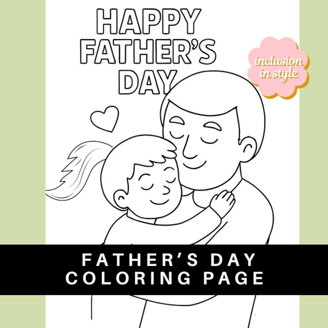 Father’s Day Coloring Page | Dad and Daughter Hugging - Etsy