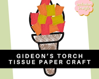 Gideon’s Torch Craft Template | Bible Story Activity | Tissue Paper Flame Craft