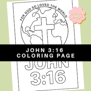 John 3:16 Coloring Page | For God So Loved the World | Bible Verse Activity
