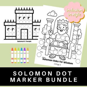King Solomon Dot Marker Bundle Bible Printables | Solomon&#39;s Temple & Wisdom