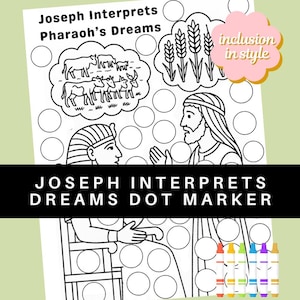 Josef tolkar faraos drömmar, målarbild med prickpenna | Bibelpyssel