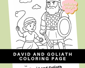 David and Goliath Bible Coloring Page | 1 Samuel 17 Church Christian Printable
