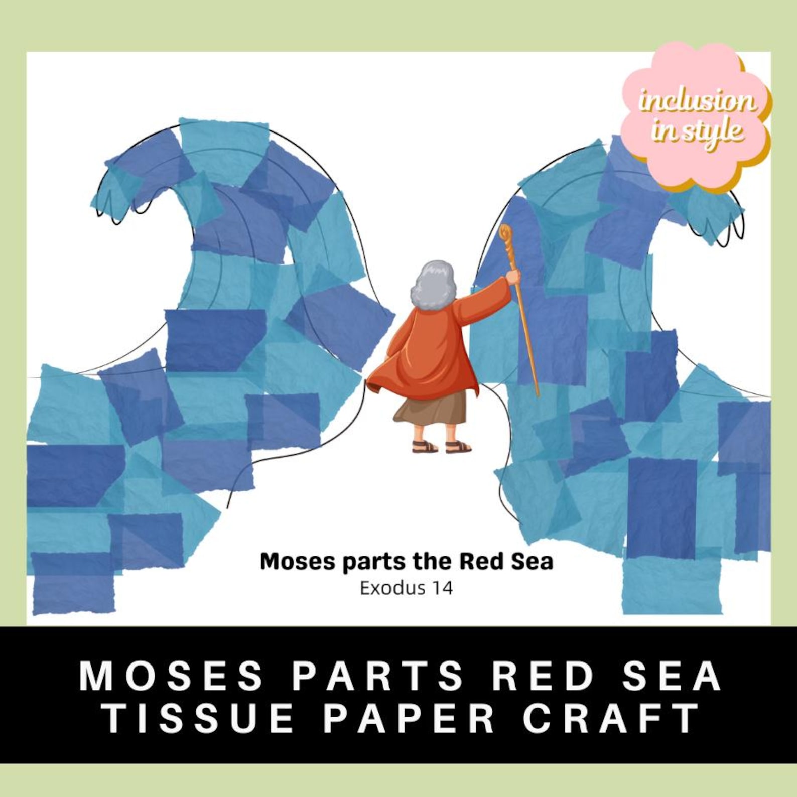 Moses Parts the Red Sea Tissue Paper Craft | Exodus 14 Bible Activity ...
