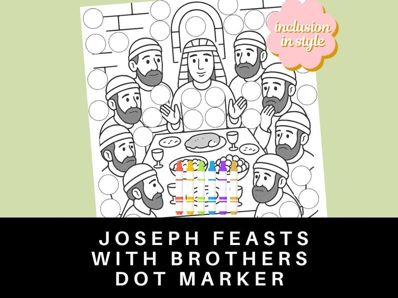 Joseph Feasts With His Brothers Dot Marker Coloring Page | Bible Story ...