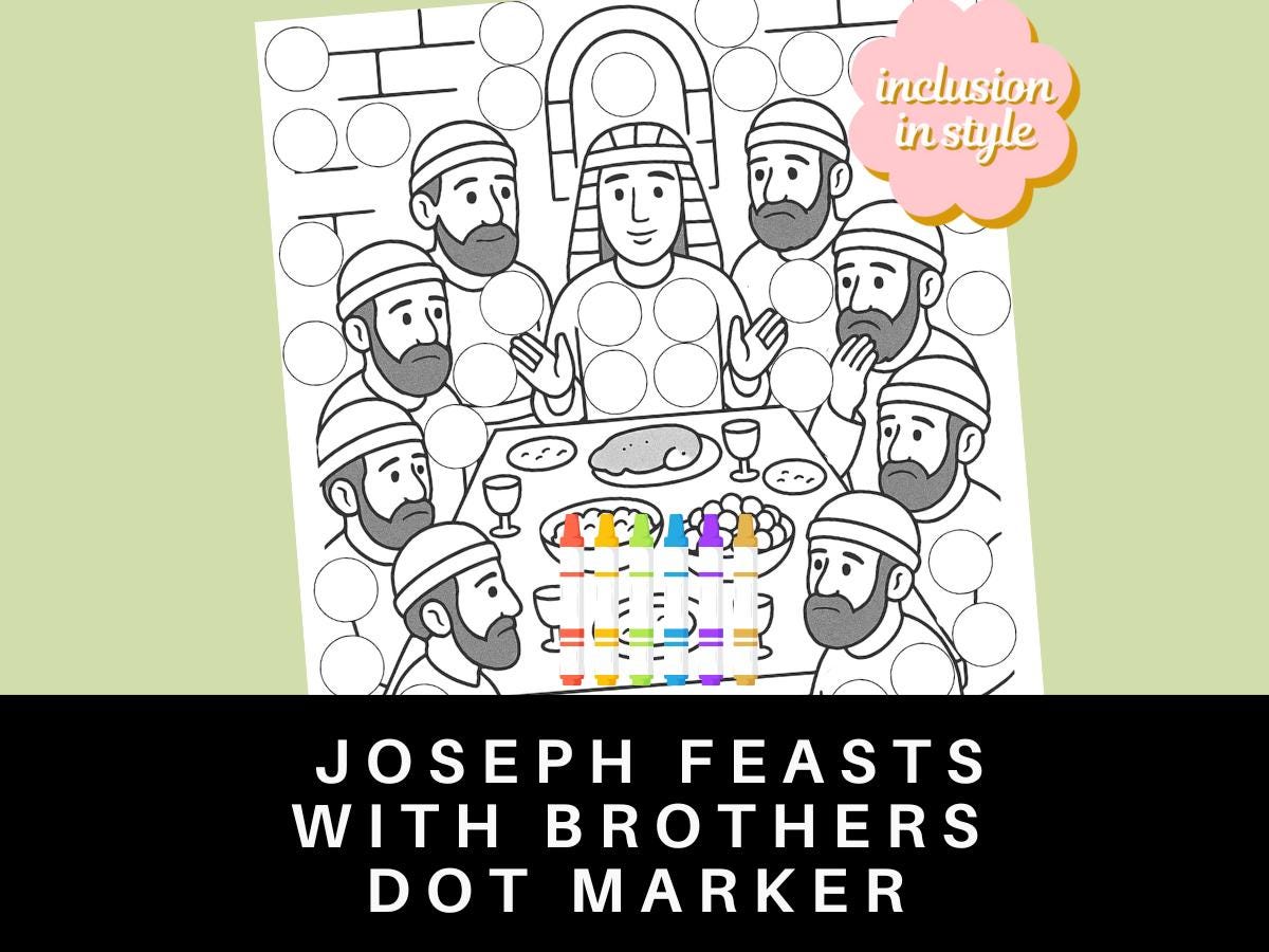 Joseph Feasts With His Brothers Dot Marker Coloring Page | Bible Story ...