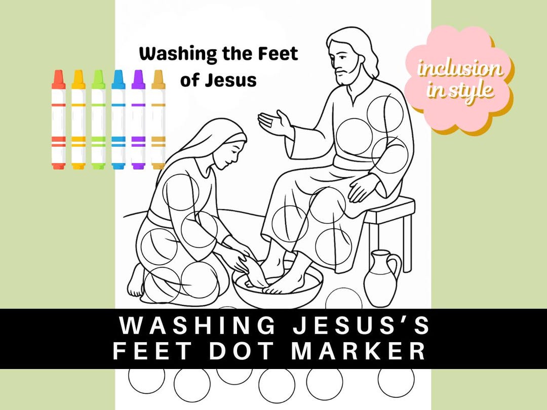 Woman Washing Jesus's Feet Dot Marker Coloring Page | Kid's Bible Story ...