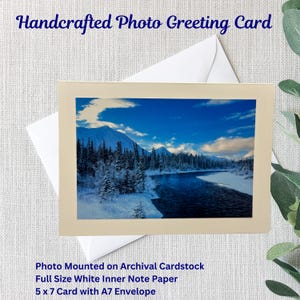 Handgemachte Natur-Foto-Grußkarte | Schnee | Eis | Fluss | Bäume | 13x18 Karte | 4x6 glänzend Foto | Weißer Archivkarton | Weißer Umschlag